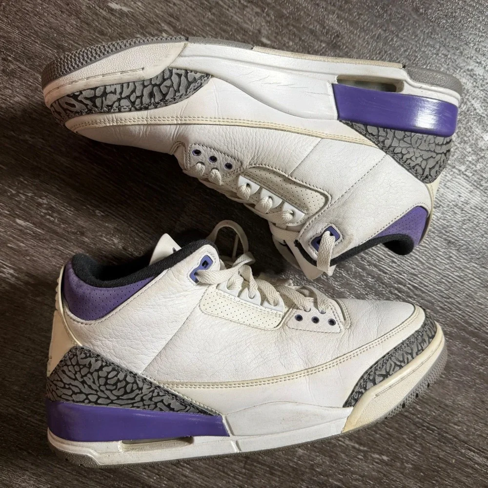 Jordan Air Jordan 3 Retro Men Size 10 White Dark Iris Elephant Print CT8532-105